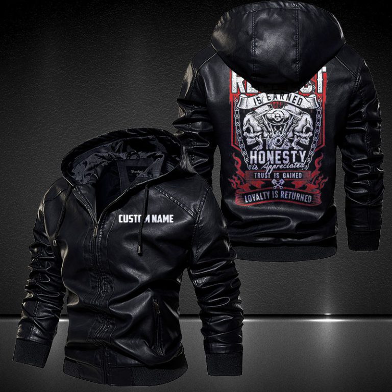Personalized Leather Jacket Respect Is Earned Skull – Personalfulfill