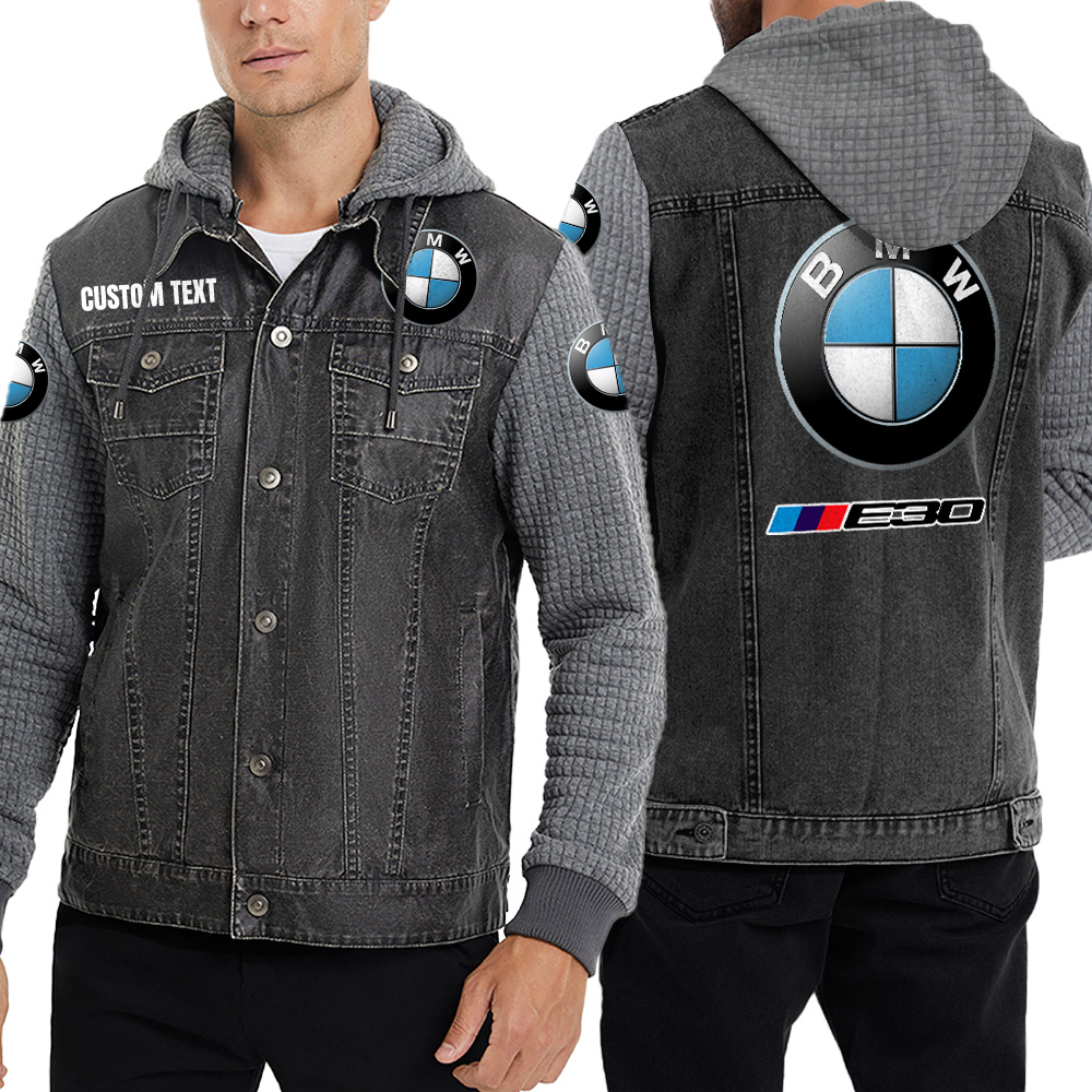 Bmw e30 Hoodie Denim Jacket Casual Slim Fit Button Down Customize Name ...